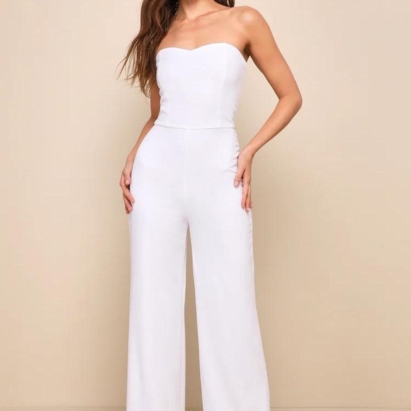 Lulus Pants - Lulus Chic White Strapless Jumpsuit size xs
